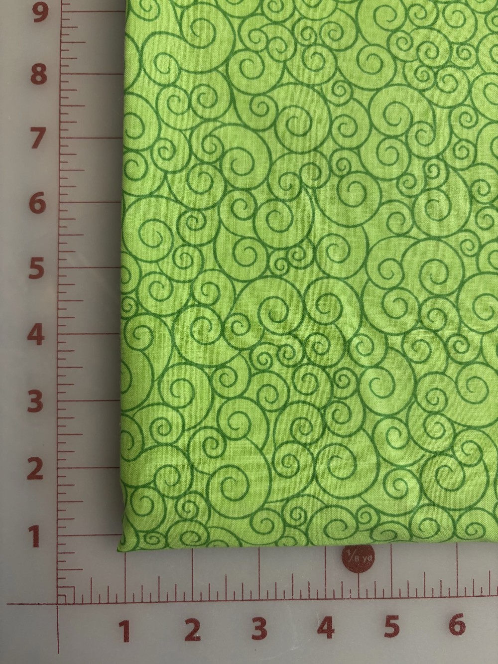 Vibrant Green Swirls Cotton Fabric