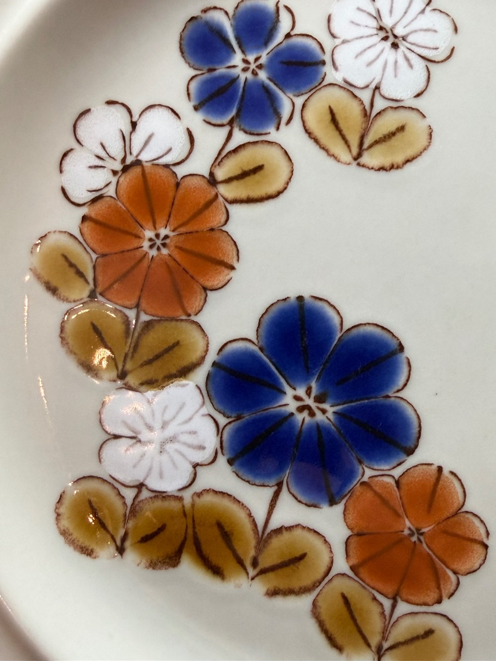 Stoneware Blue Buttons Floral Dessert Plate