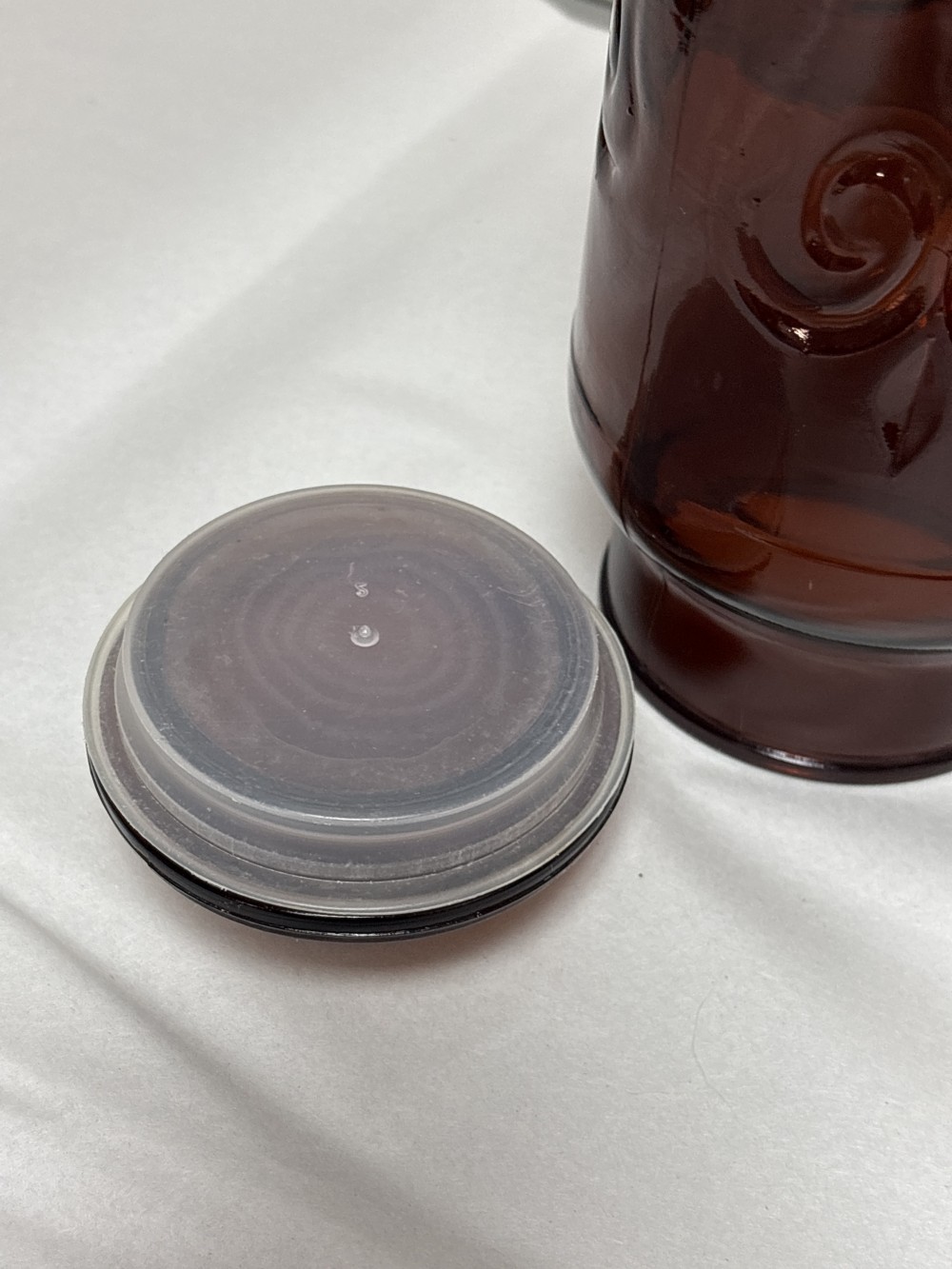 Borden Dark Amber Glass Fleur-De-Lis Apothecary Jar ~9.5 inch H x 3.5 inch W