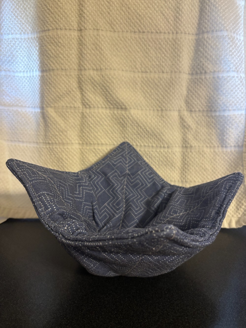 Microwave bowl cozie warmer heat resistant denim blue fabric