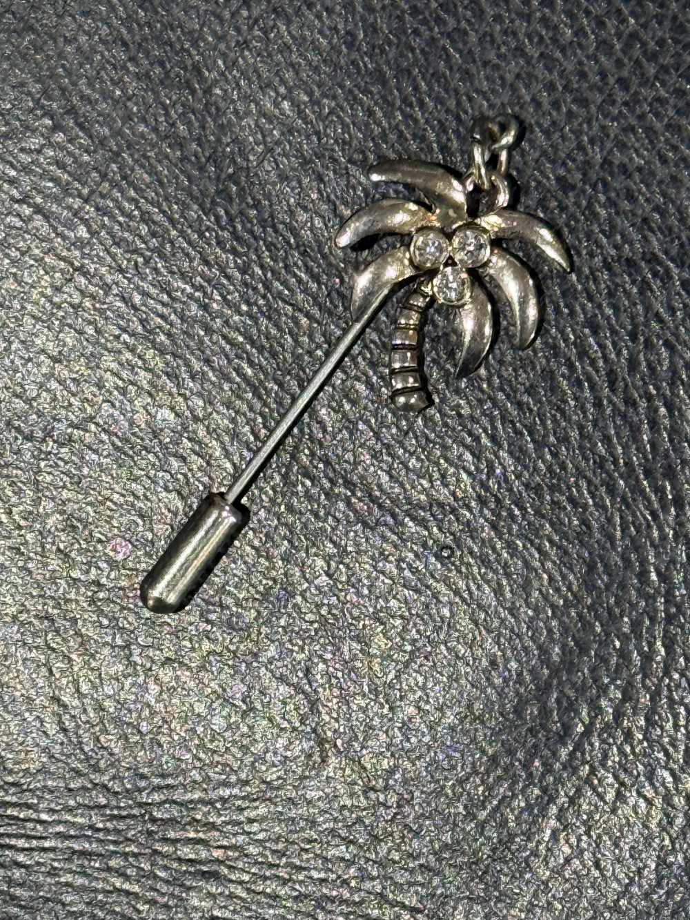Hat Pin, Scarf Pin - Silver Coconut Tree Rhinestones, Lapel Pin, Hat Pins