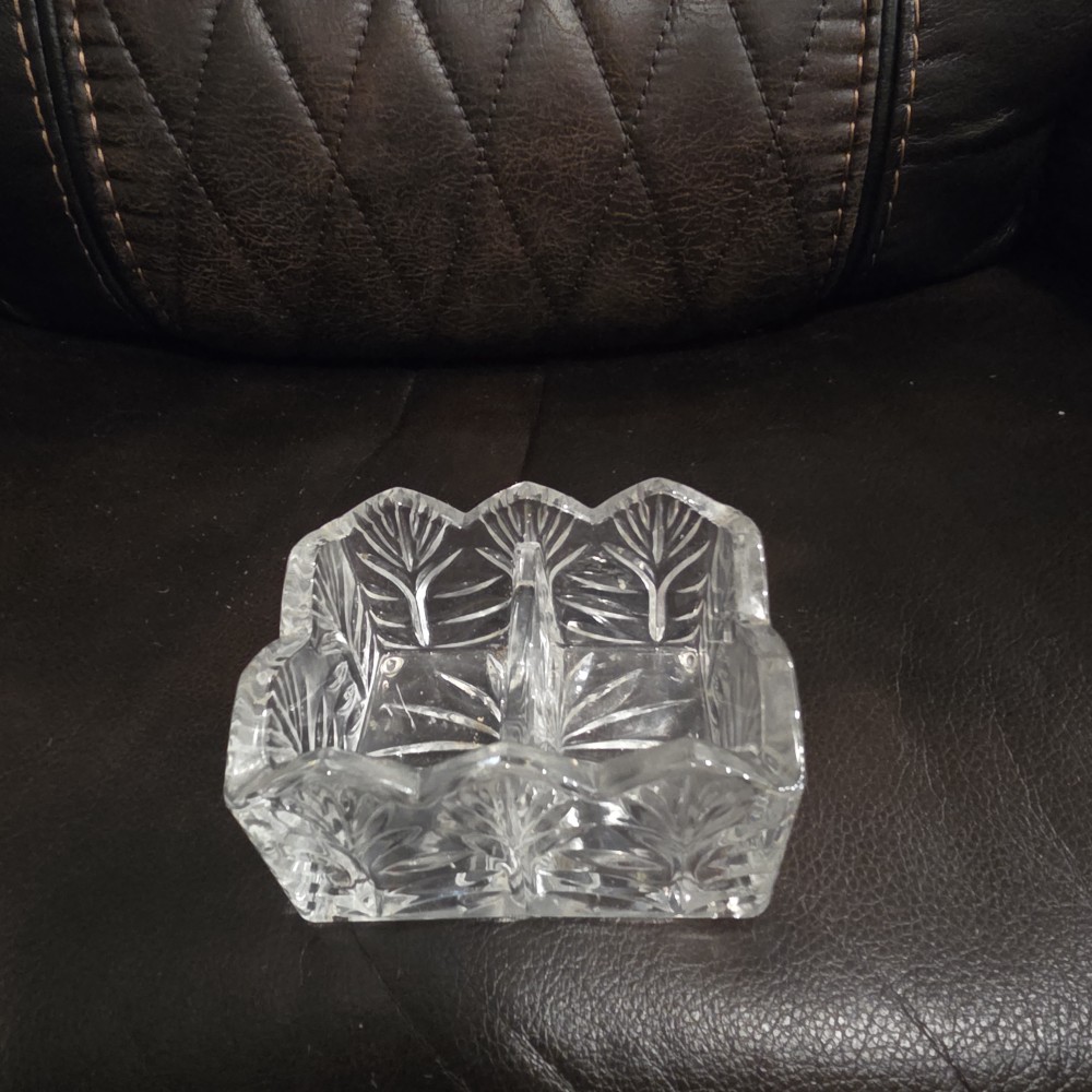 VTG Crystal Fifth Ave Portico Tea & Sugar Packet Holder