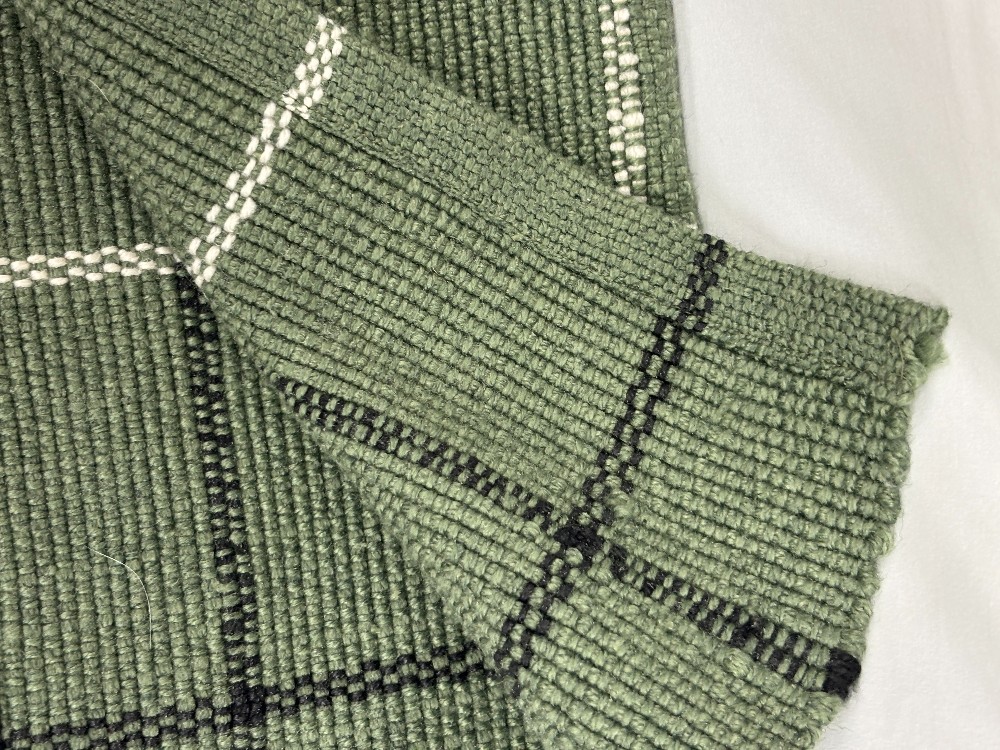 Rug woven 2x3 sage black white plaid rectangle