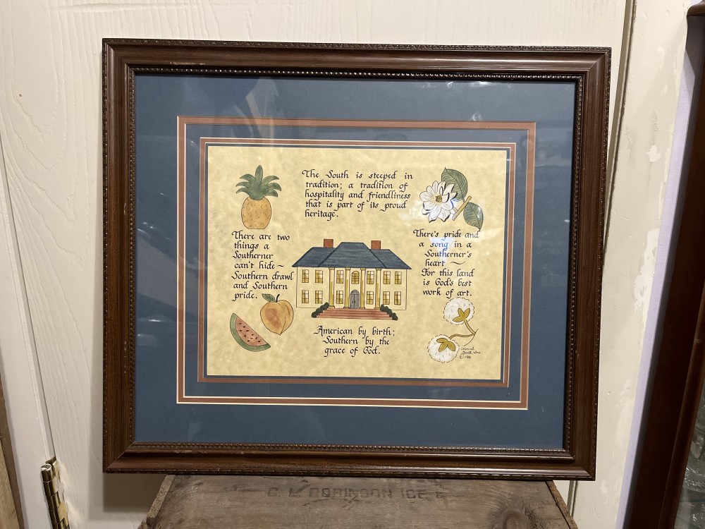 Vtg hand lettered Southern artwork