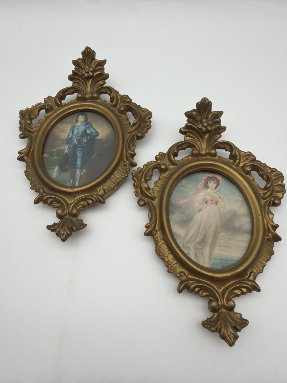 Vtg Pinkie & Blue Boy Framed Print Pair