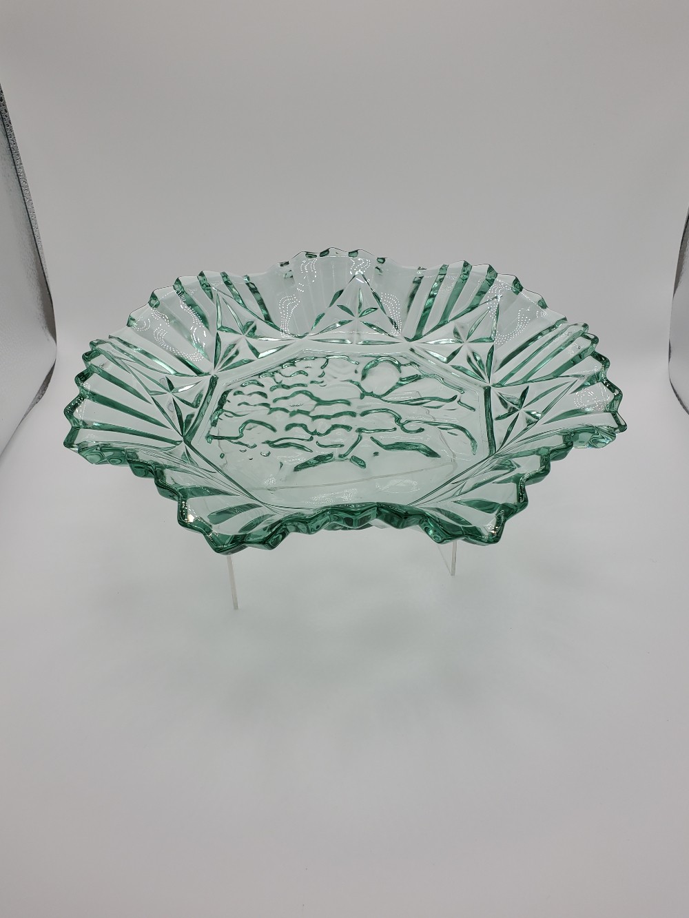Vintage Green Glass Fruit Bowl