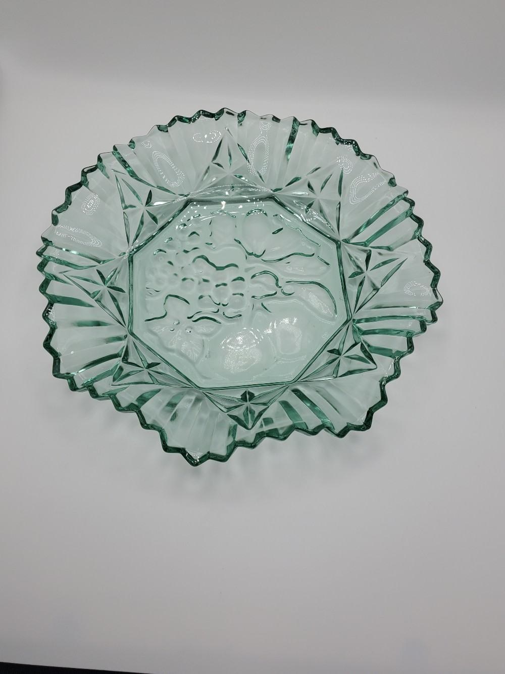 Vintage Green Glass Fruit Bowl
