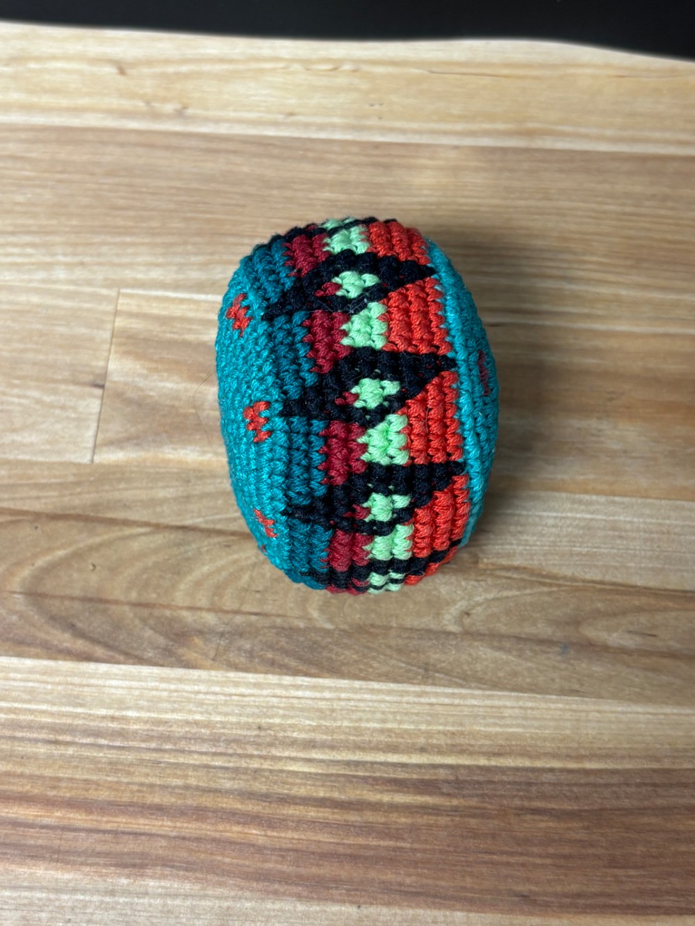 Hacky Sack Green Red Crochet Footbag Retro 90s Style Bean Bag Toy