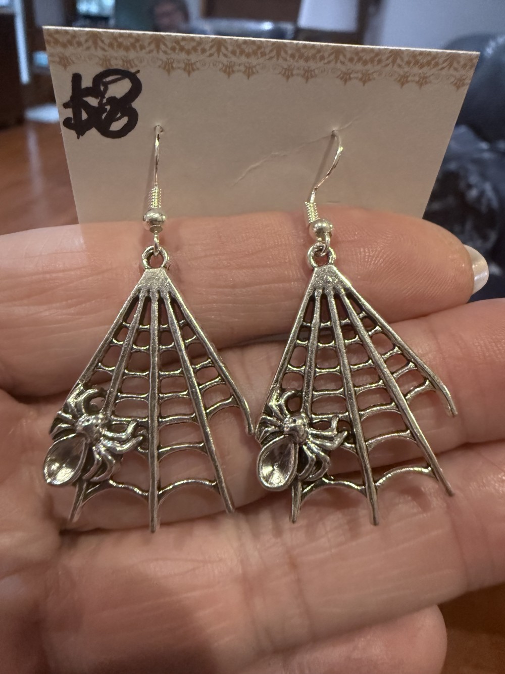 Earrings - Spider Web Triangle with Spider