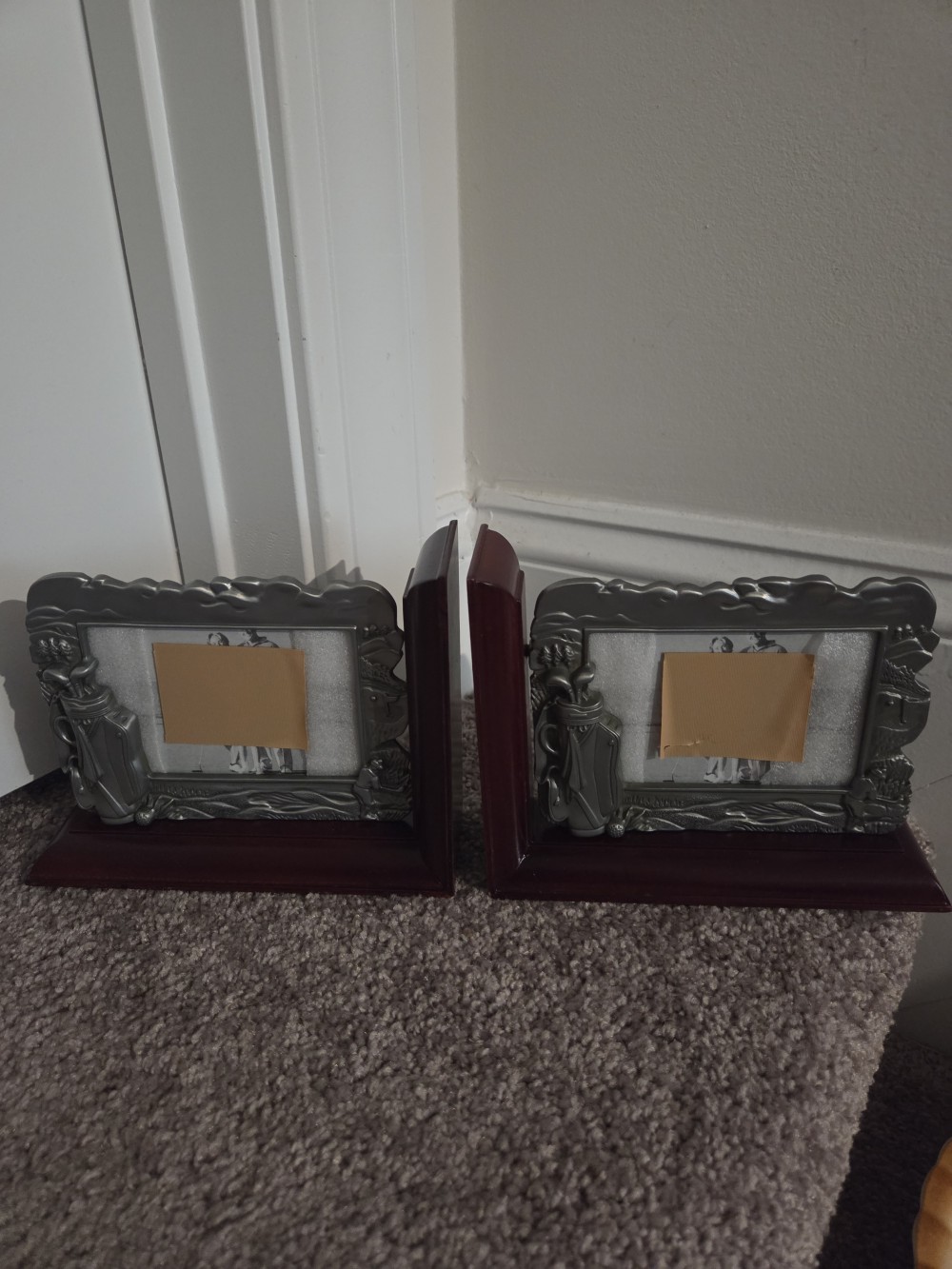 VTG Wood & Pewter Golf Bookends