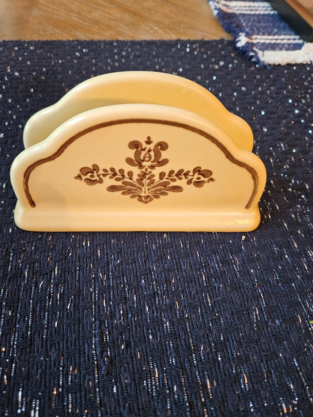 Vintage napkin holder is part of the Pfaltzgraff Village collection