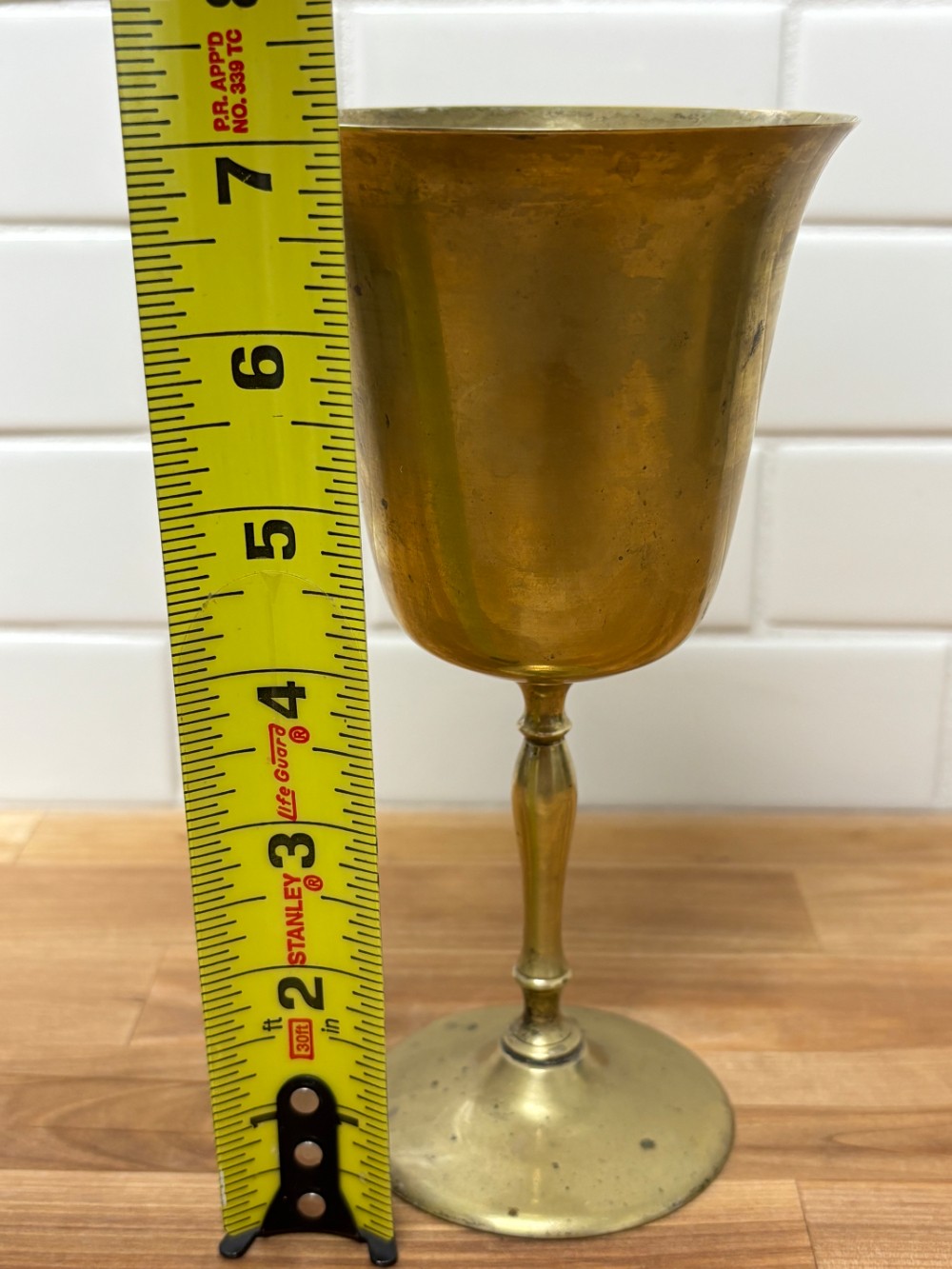 Goblet Leonard Brass Tone Silverplate Vintage Drinkware 7 in