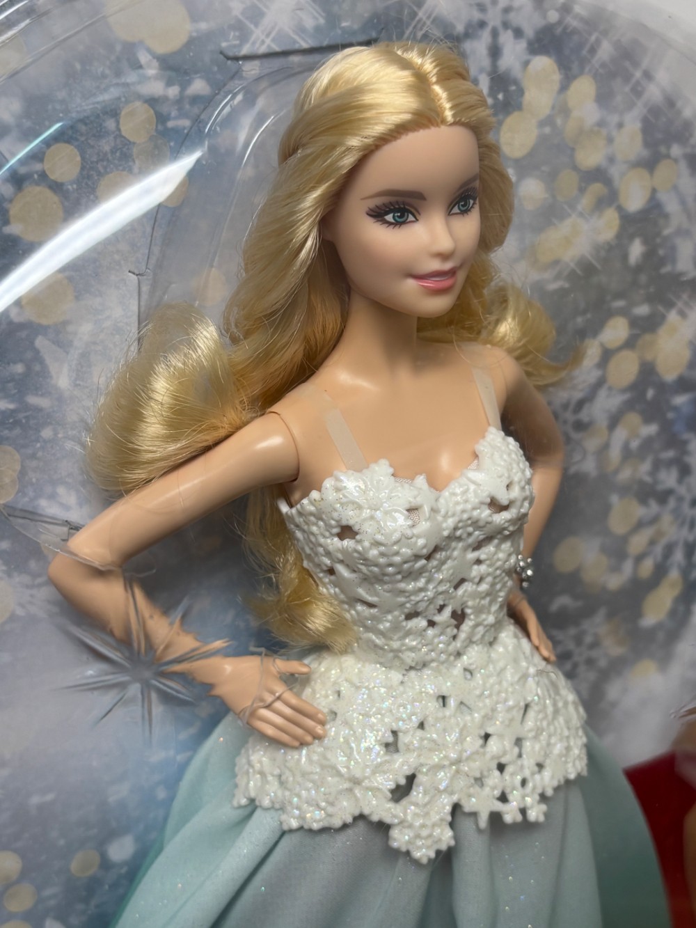 2016 Holiday Barbie Peace Hope Love Collection Blonde Teal Gown Mattel DGX98 NIB
