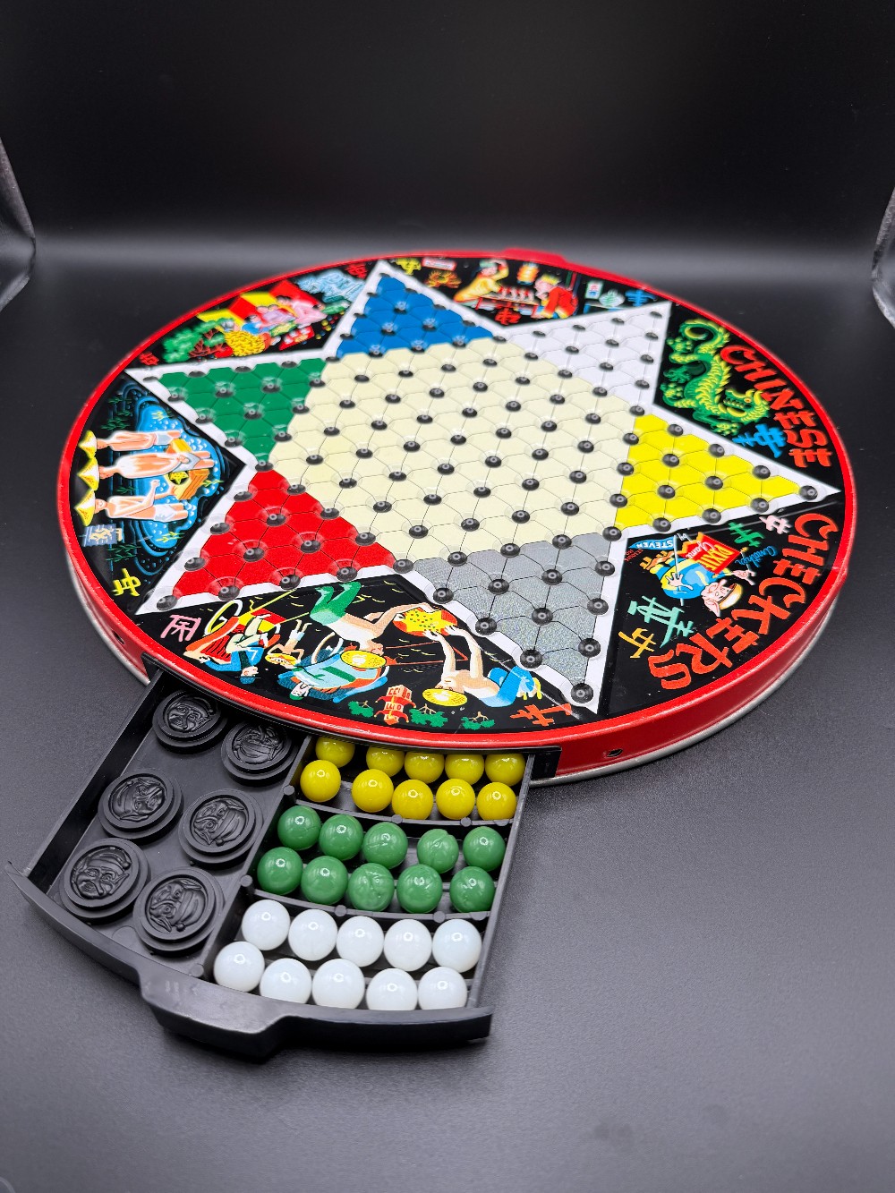Pixie Chinese Checkers Game Metal Board Steven Mfg. Vintage