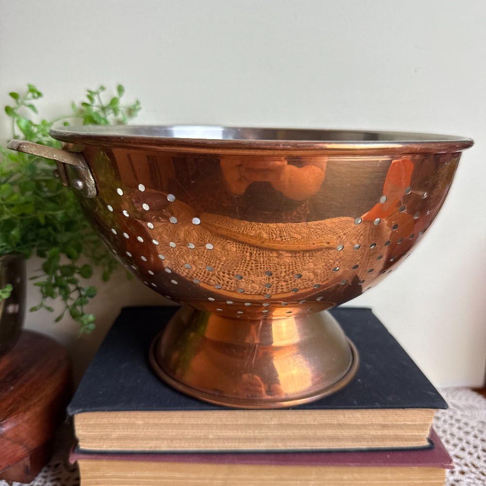 Vintage Copper Footed Colander
