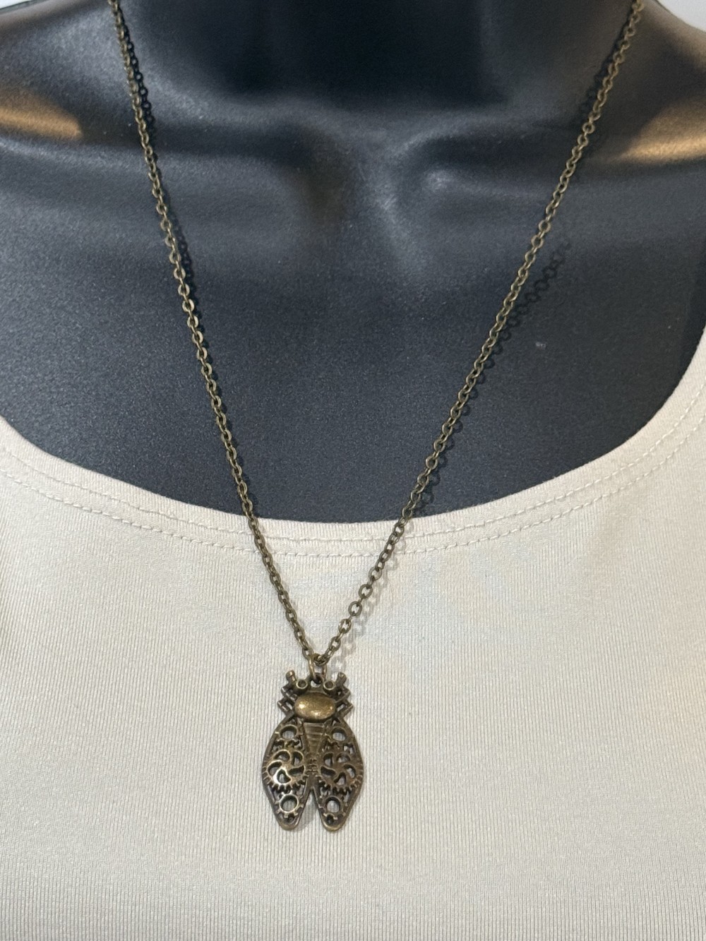 Pendant Necklace - Steampunk Insect in Bronze, Fly
