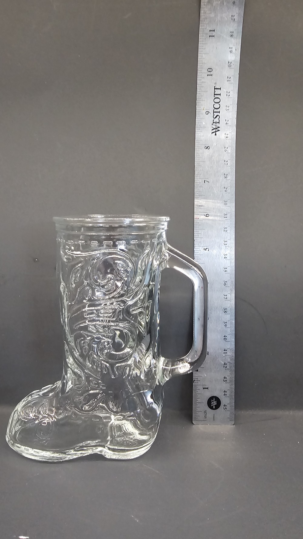 Vintage Anchor Hocking glass 12.5oz cowboy boot mugs (set 4)