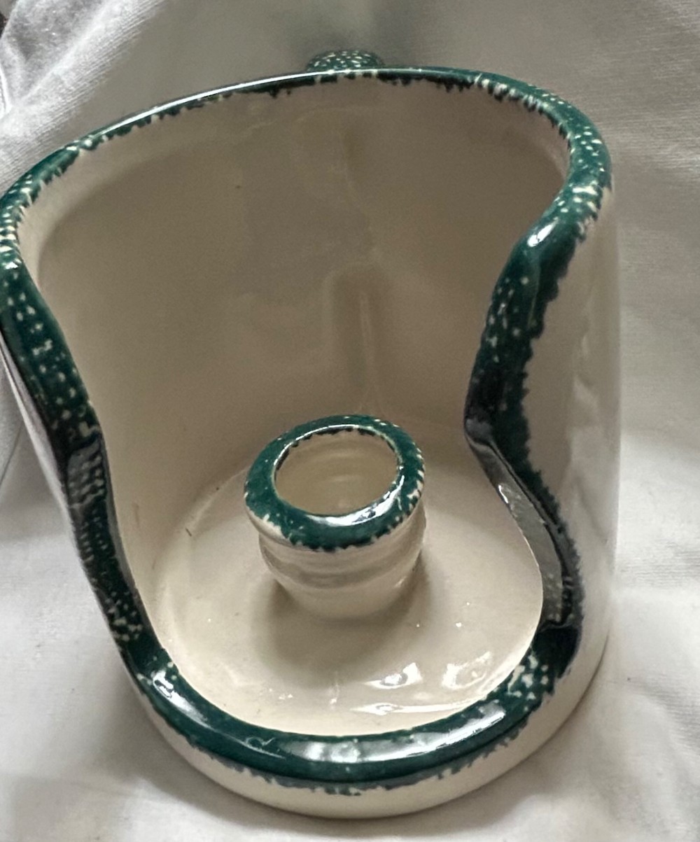 VTG Lamp Candle Holder - Christmas Tree - Cream w/Green Border