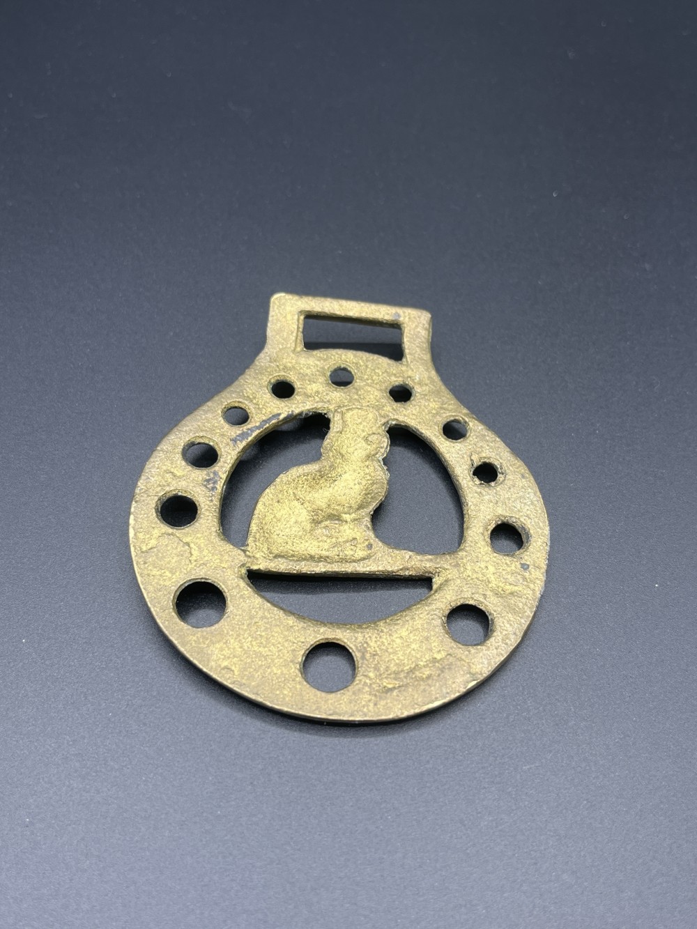 Vtg brass martingale medallion