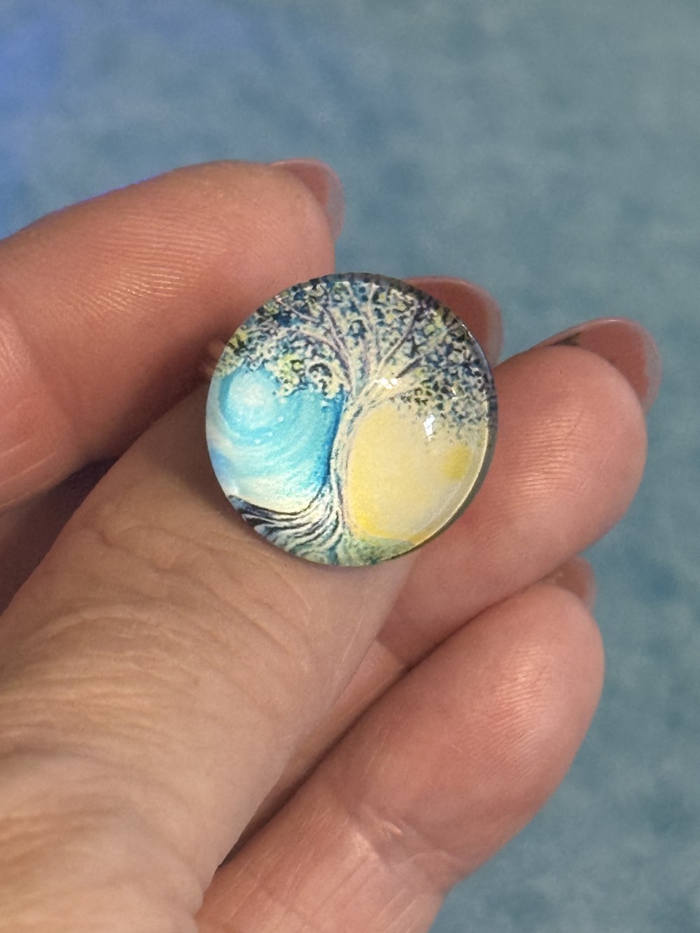 Adjustable Ring - Tree of Life Day and Night Blue