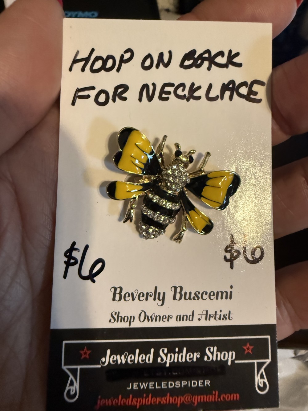 Brooch Pin - Bee Rhinestone & Yellow Black Enamel