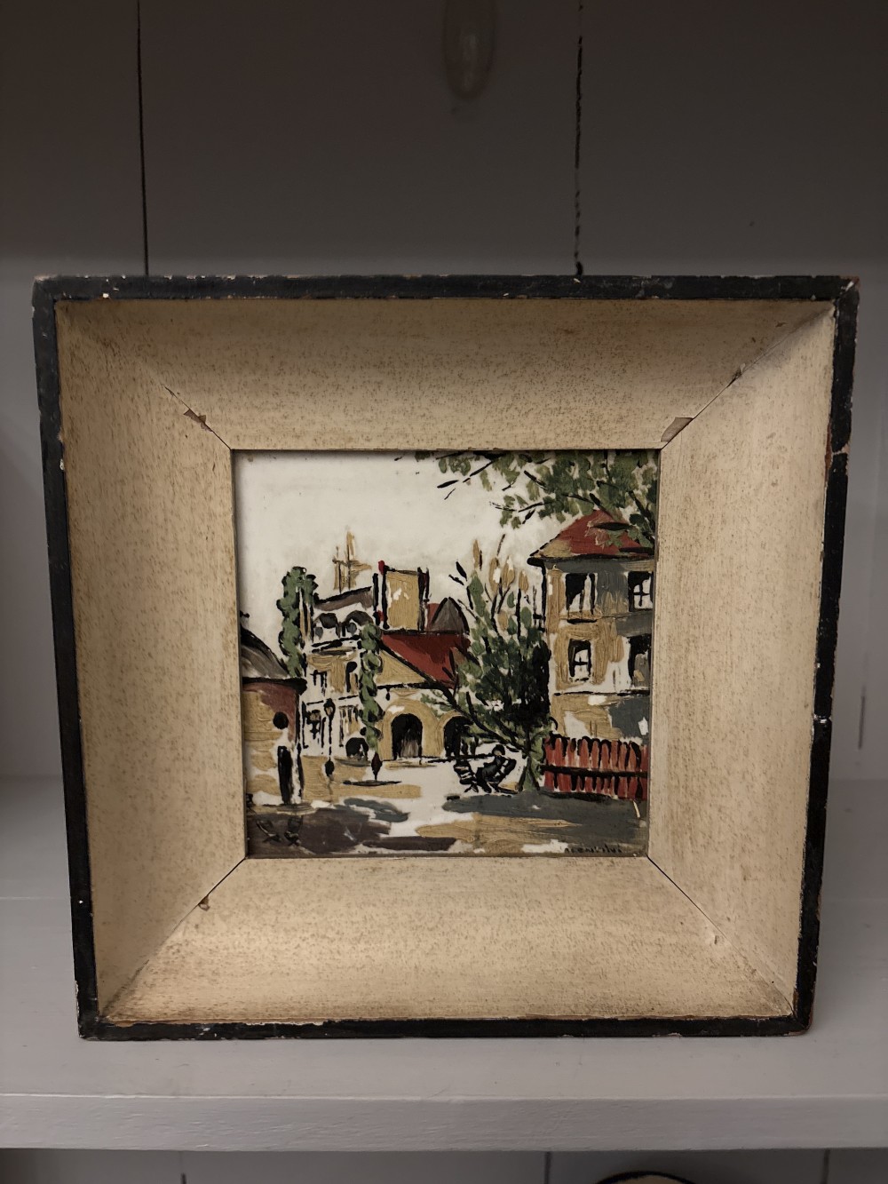 Mid 20th Century original Italian Tile Painting Signed Piacentini