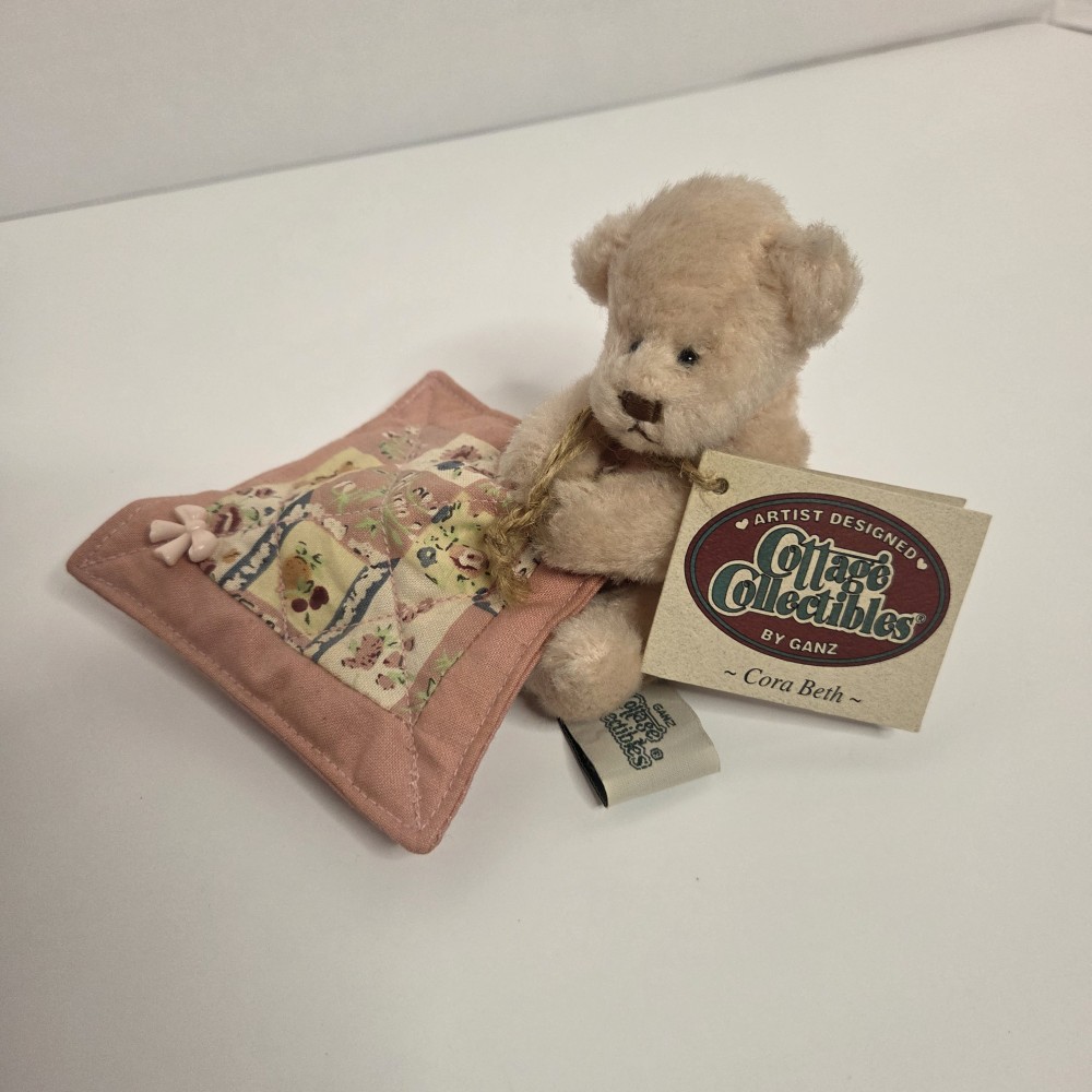 VTG Ganz Mini Cottage Collectibles Cora Beth Pink Bear with Blanket