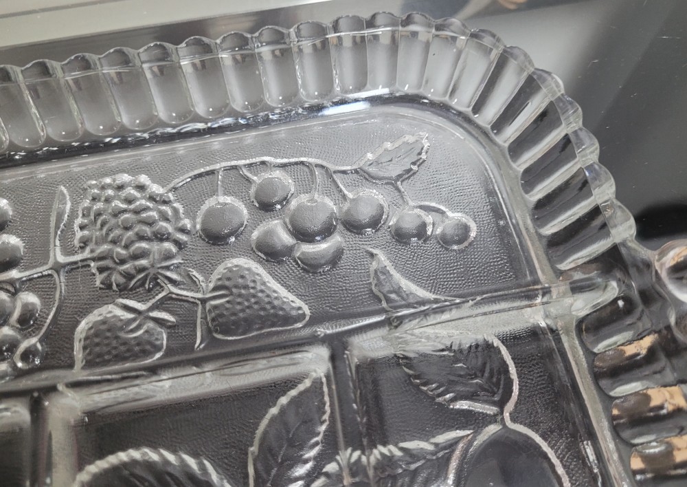 VTG Indiana Glass Crystal Happenings 5 section relish tray