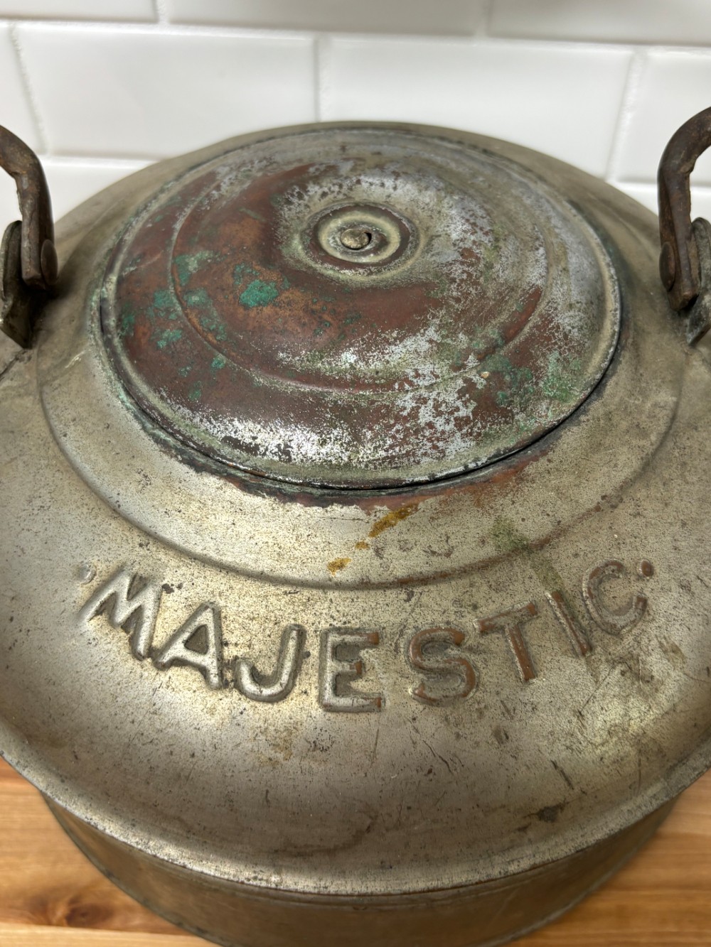 Antique Majestic Copper Tea Kettle 1898 Patent Primitive Farmhouse Decor Pot Cottagecore