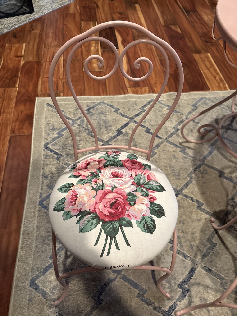 Pink Round Metal Childs Table & 2 Chairs
