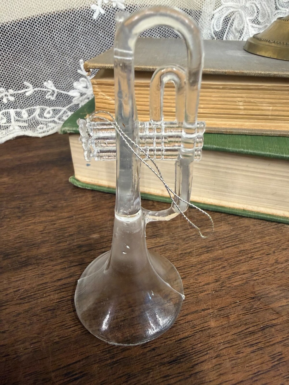 Clear plastic Trumpet Ornament