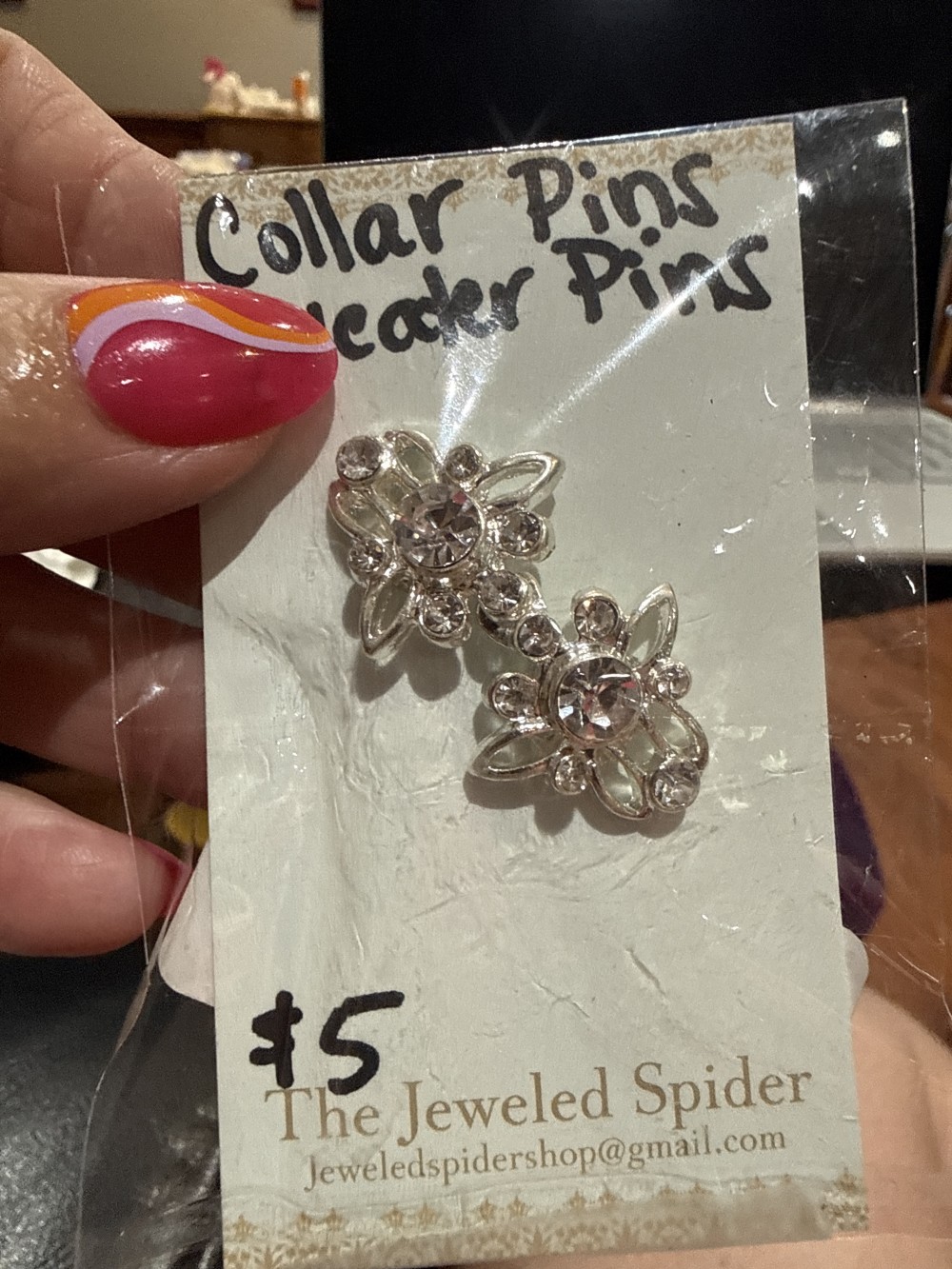 Collar Pins, Dress Pins, Sweater Pins - Rhinestone & Open Loops