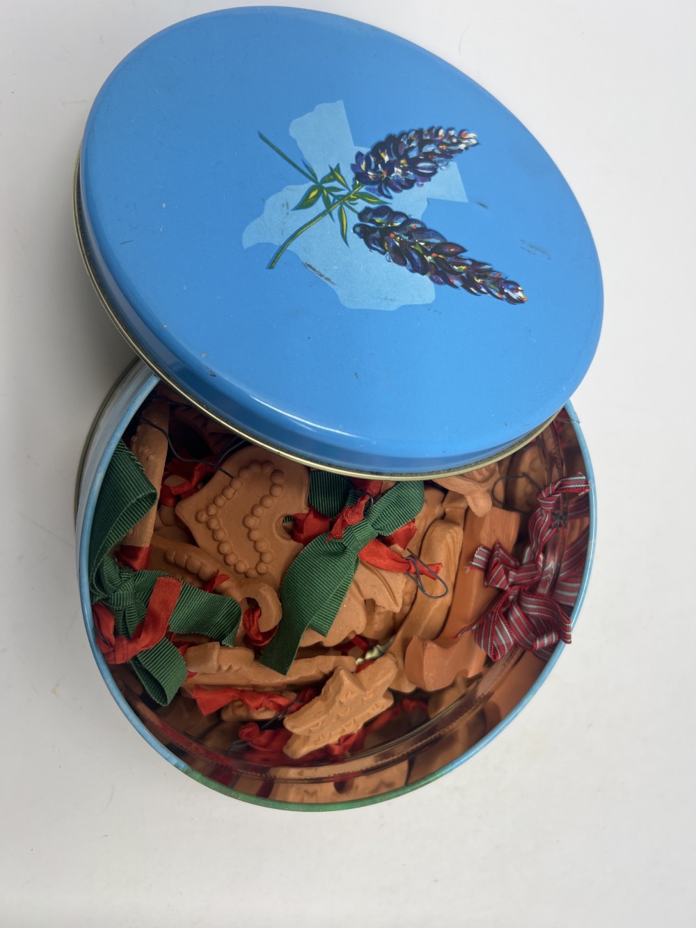 Vintage Tin of Clay Holiday Ornaments