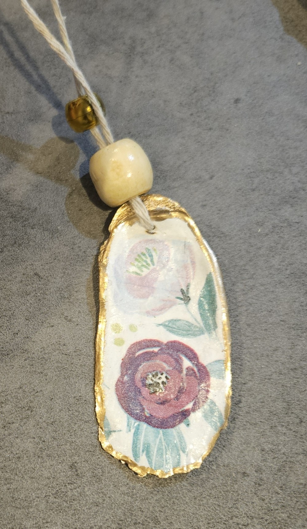Purple floral oyster shell