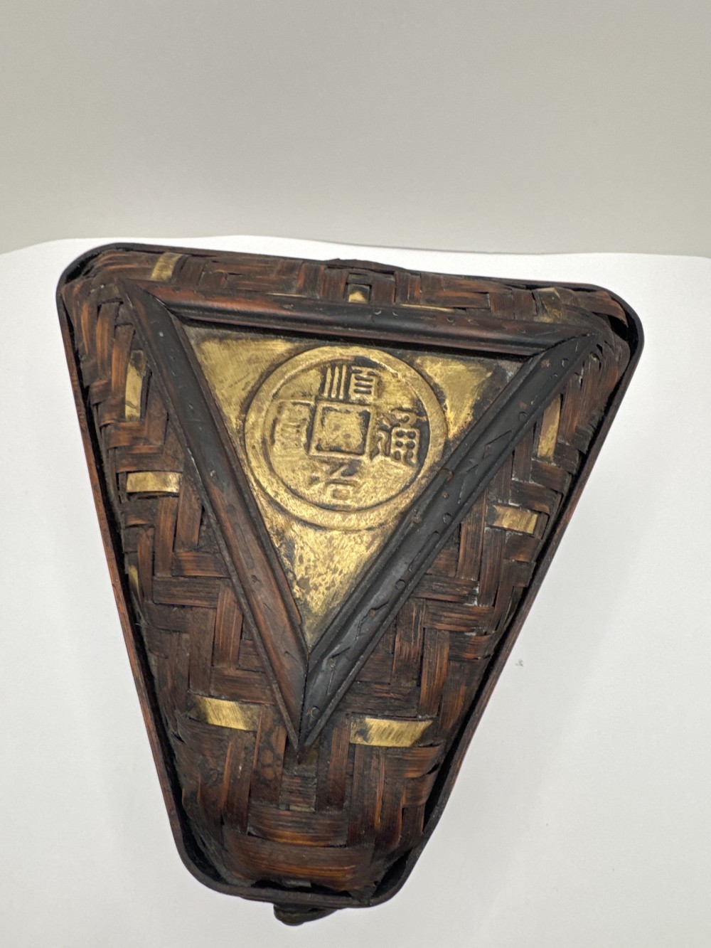 ANTIQUE CHINESE WOVEN TRIANGULAR BASKET