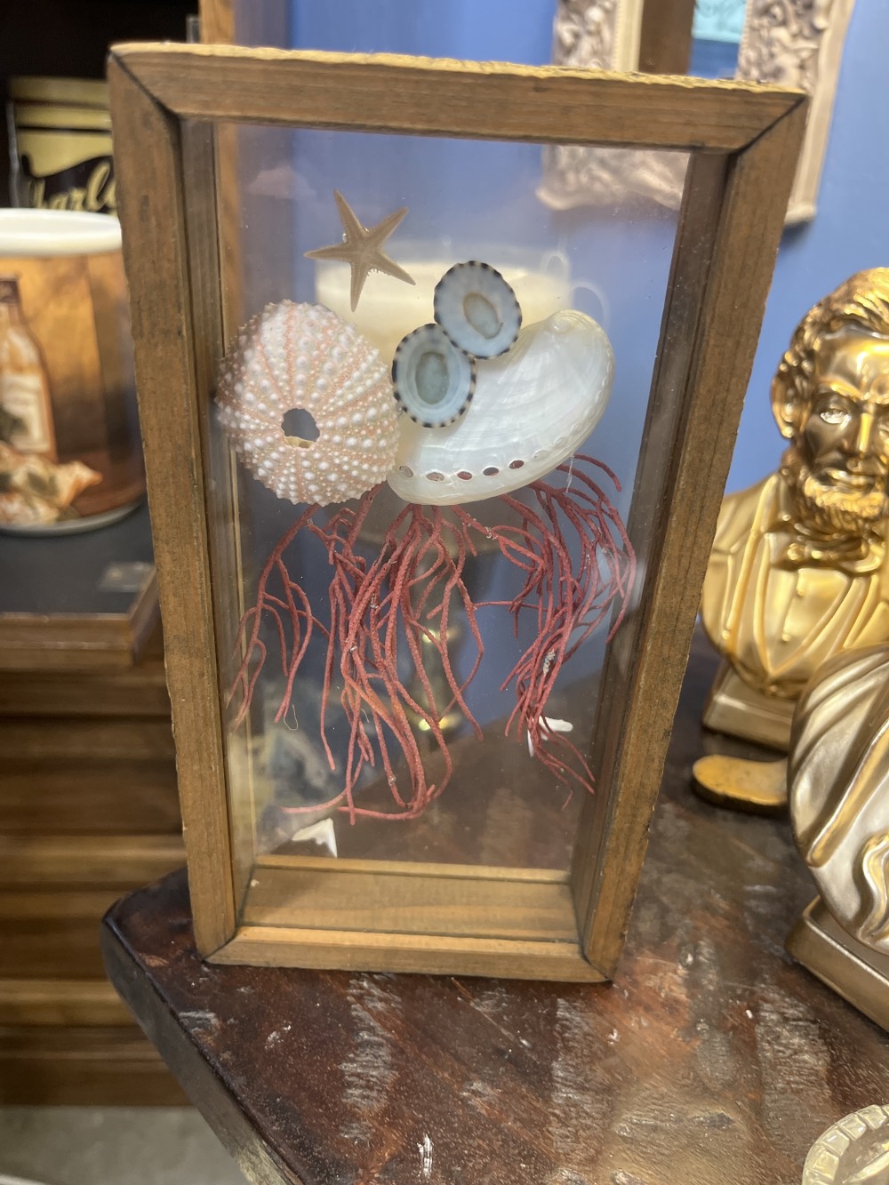 Shell art wooden frame