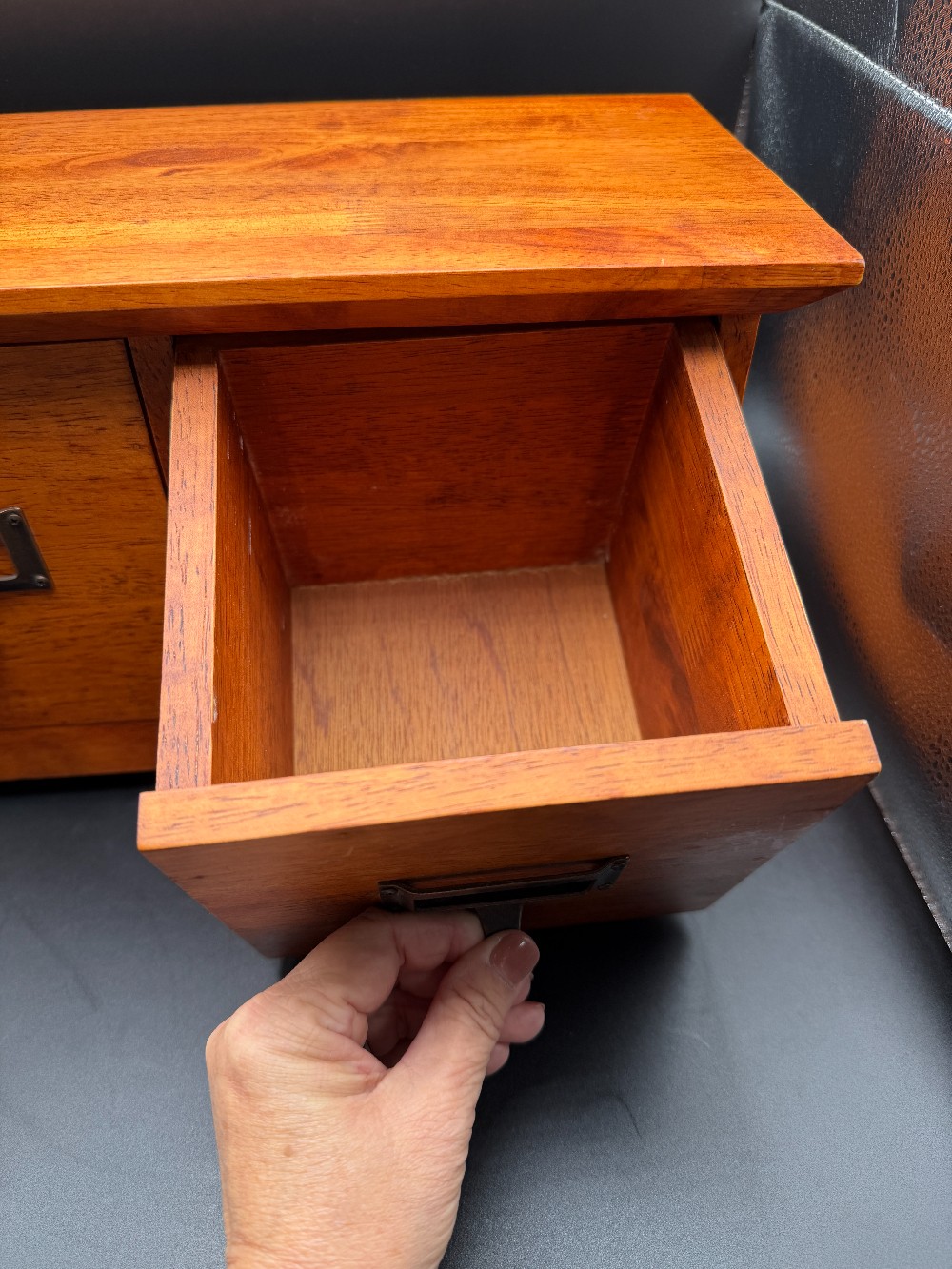 Modern Vintage-Style 2-Drawer Wooden Desktop Organizer