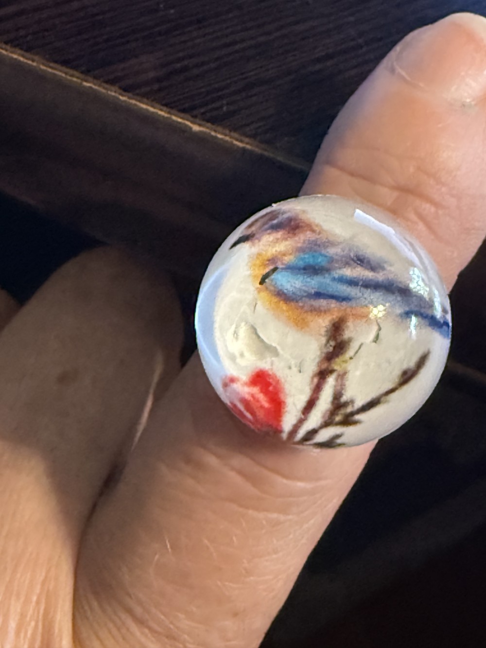Costume Ring - Adjustable Bird on Branch Medallion