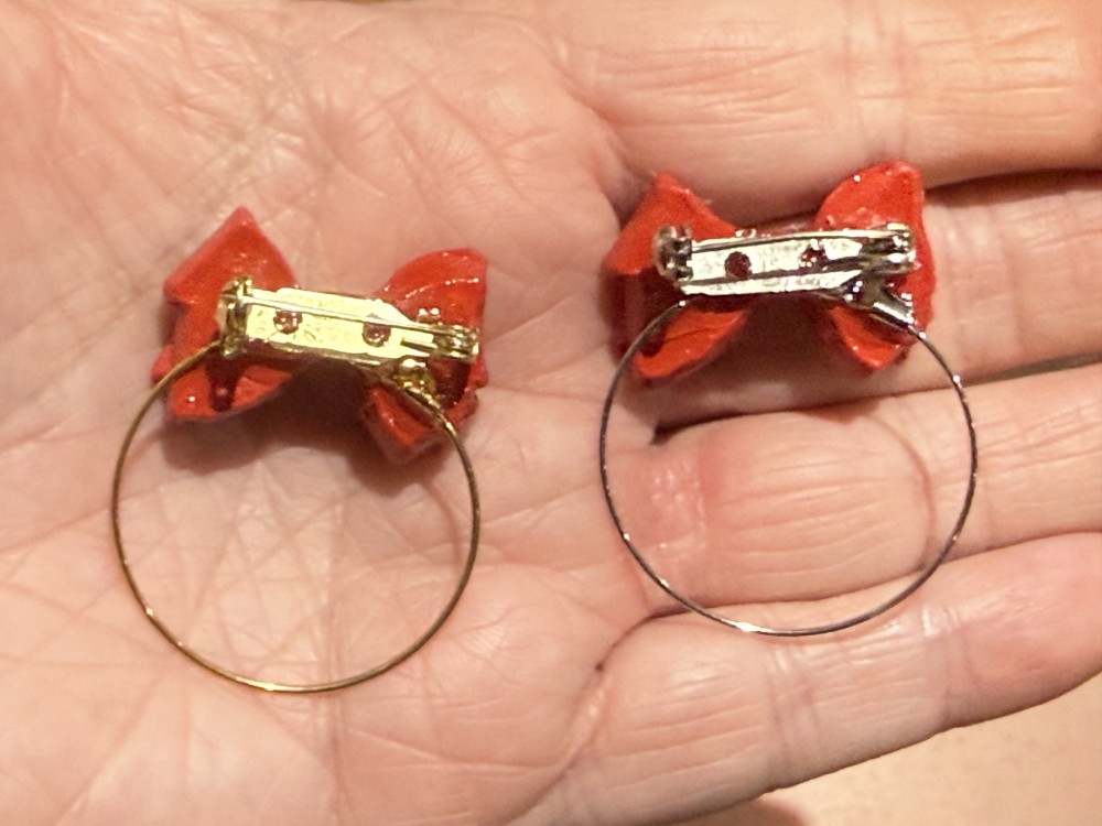 Eyeglass Holder - Red Bow, ID badge holder
