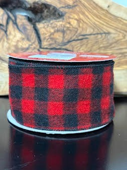Buffalo Plaid Red Black Check Ribbon Roll Christmas Decor