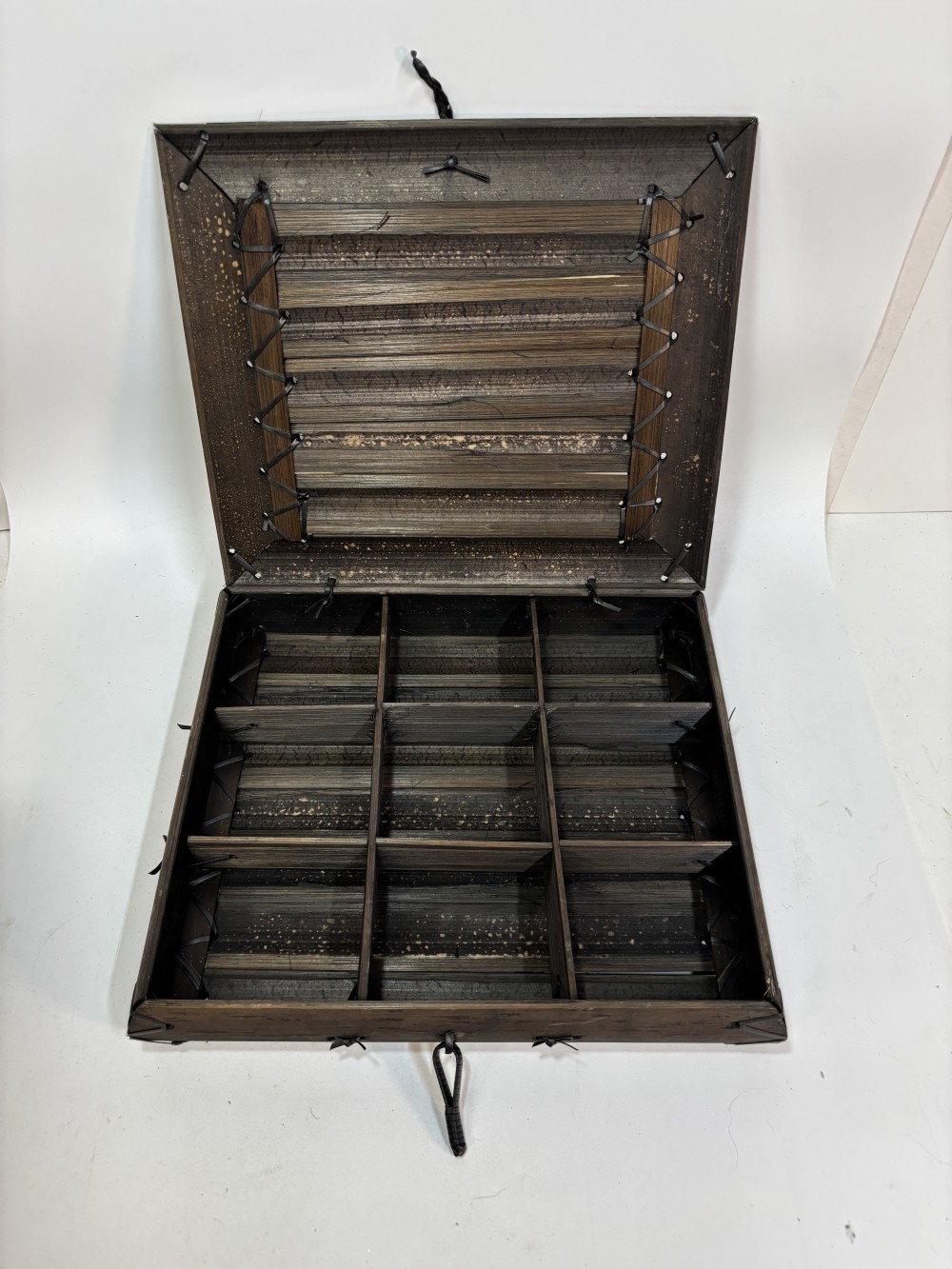 Vintage Burnt Bamboo Storage Trinket Jewelry Box