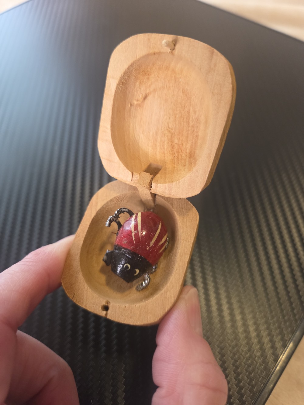 VTG Ladybug in Tiny Wood Nutshell
