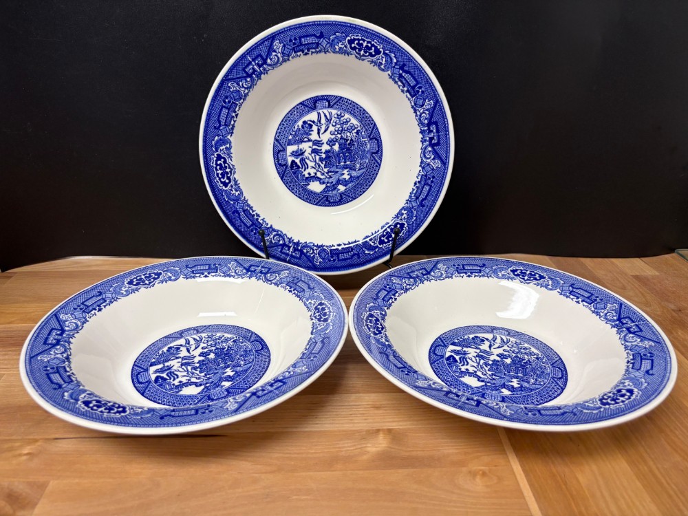 Blue Willow Set of 3 Serving Bowls Royal China Willow Ware 10 Inch