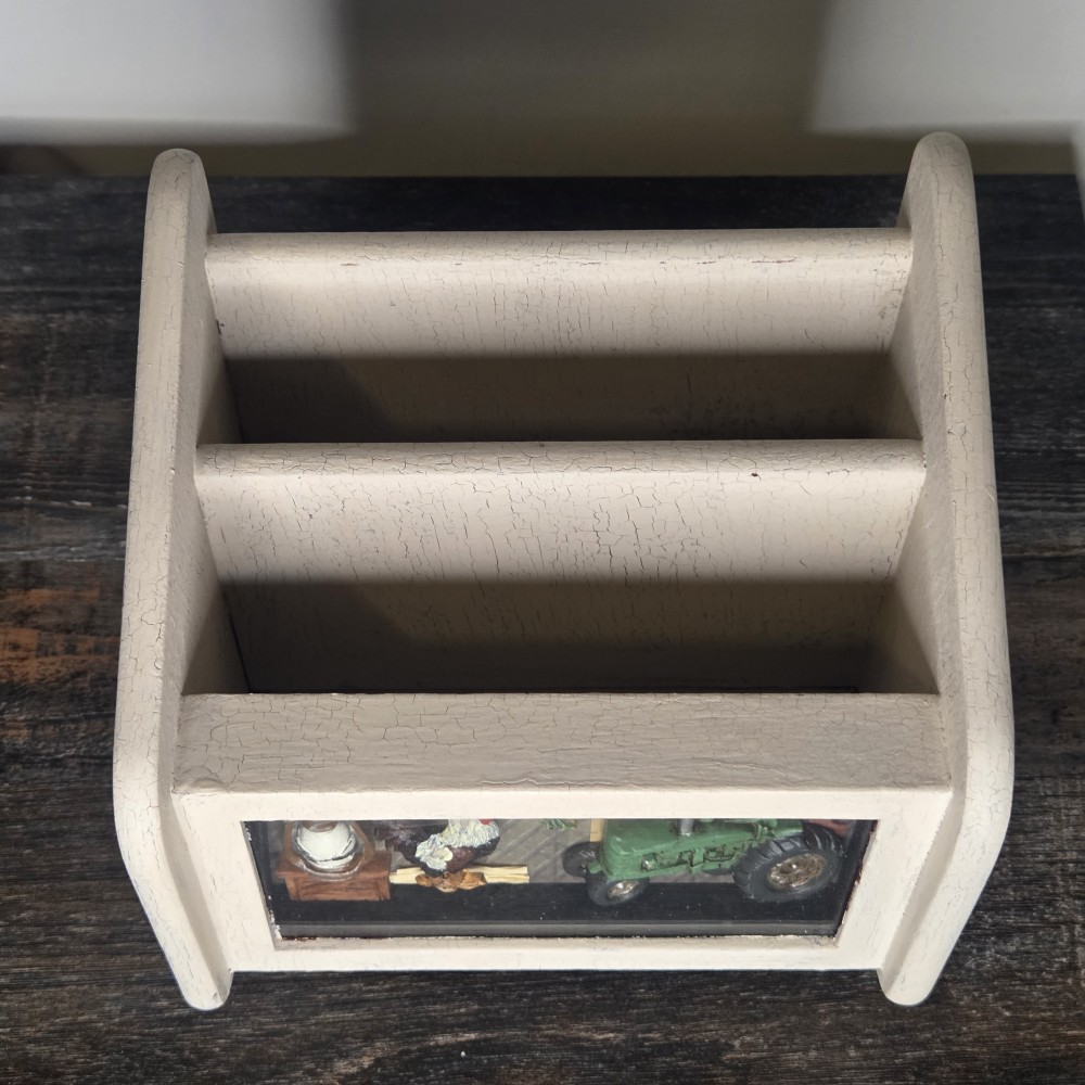 VTG Wood Caddy Organizer Farm/Rooster Themed