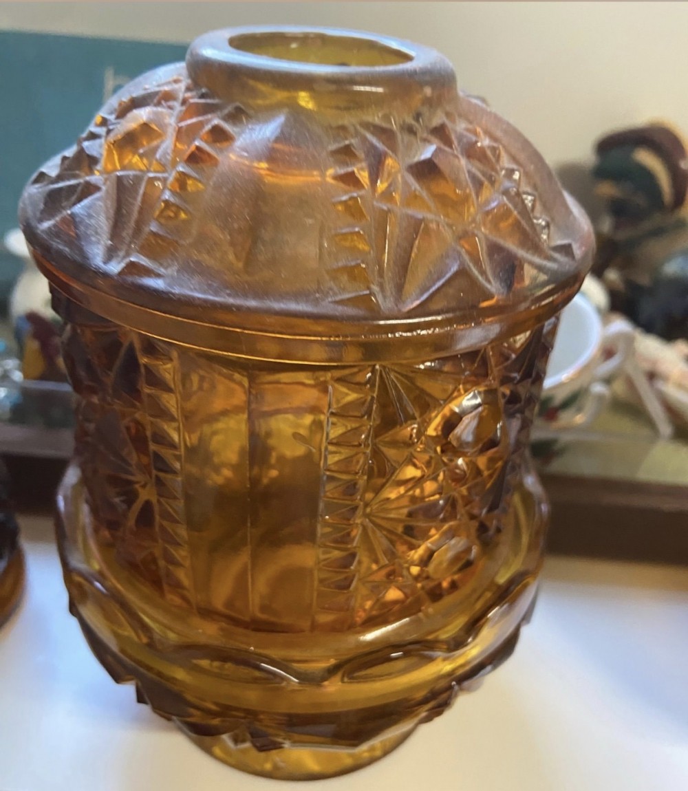 Vtg Indiana Glass Stars & Bars Fairy Lamp