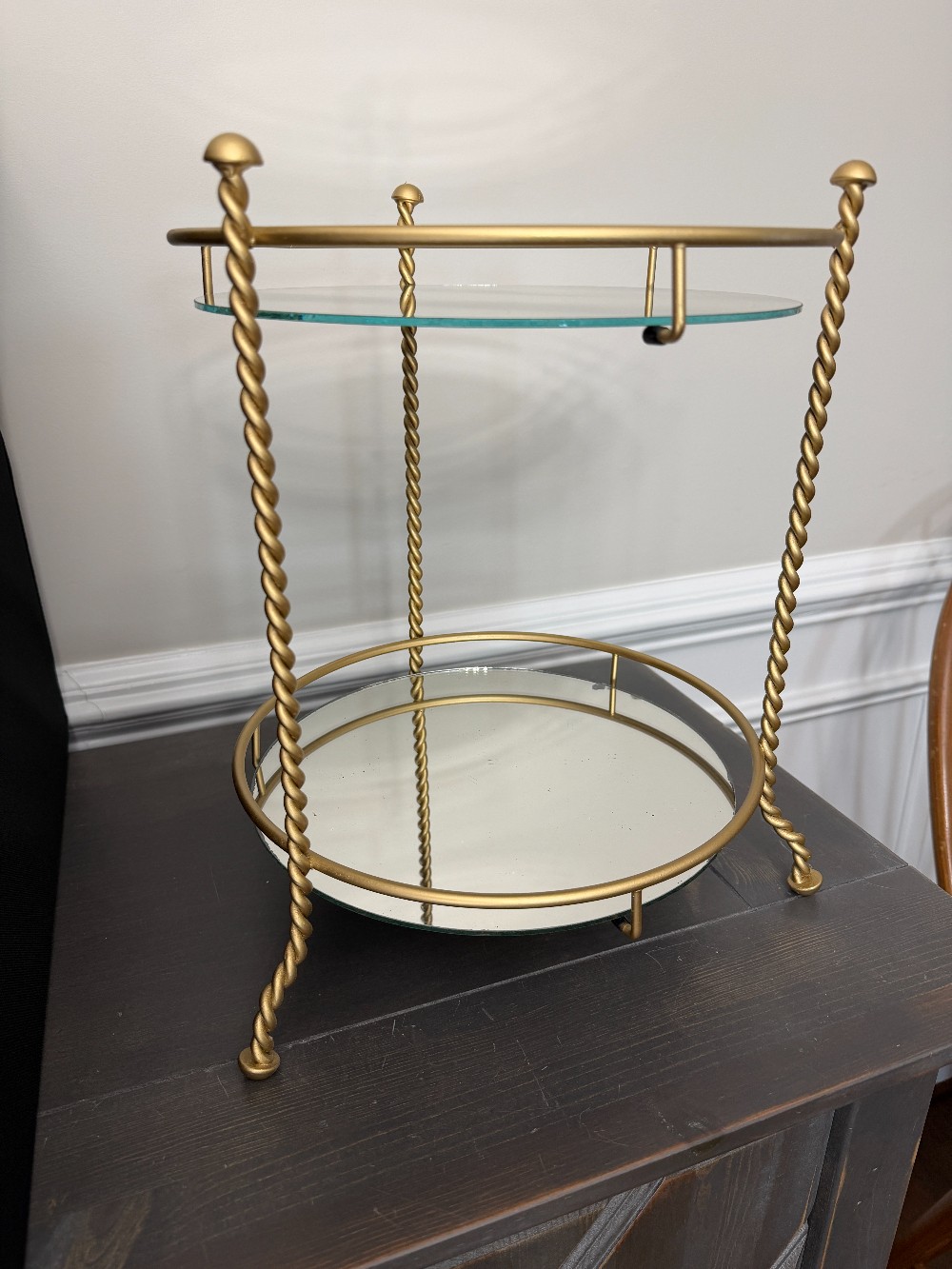 Vintage Hollywood Regency Gold Twisted Rope Accent Stand Vanity