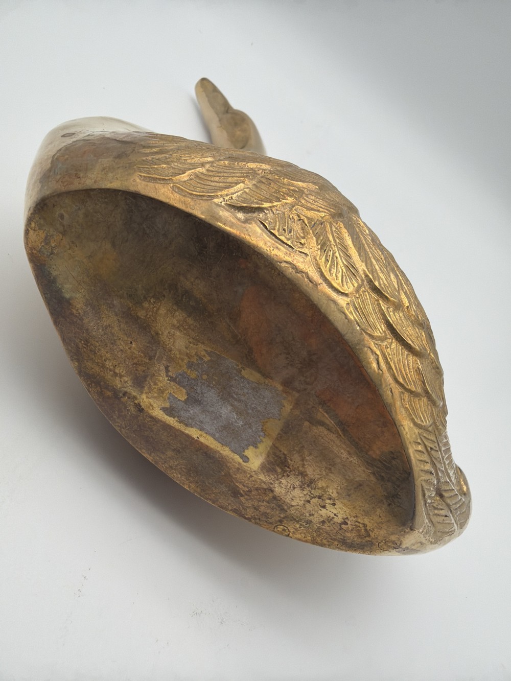 Vintage Brass Swan Planter 10.25 in