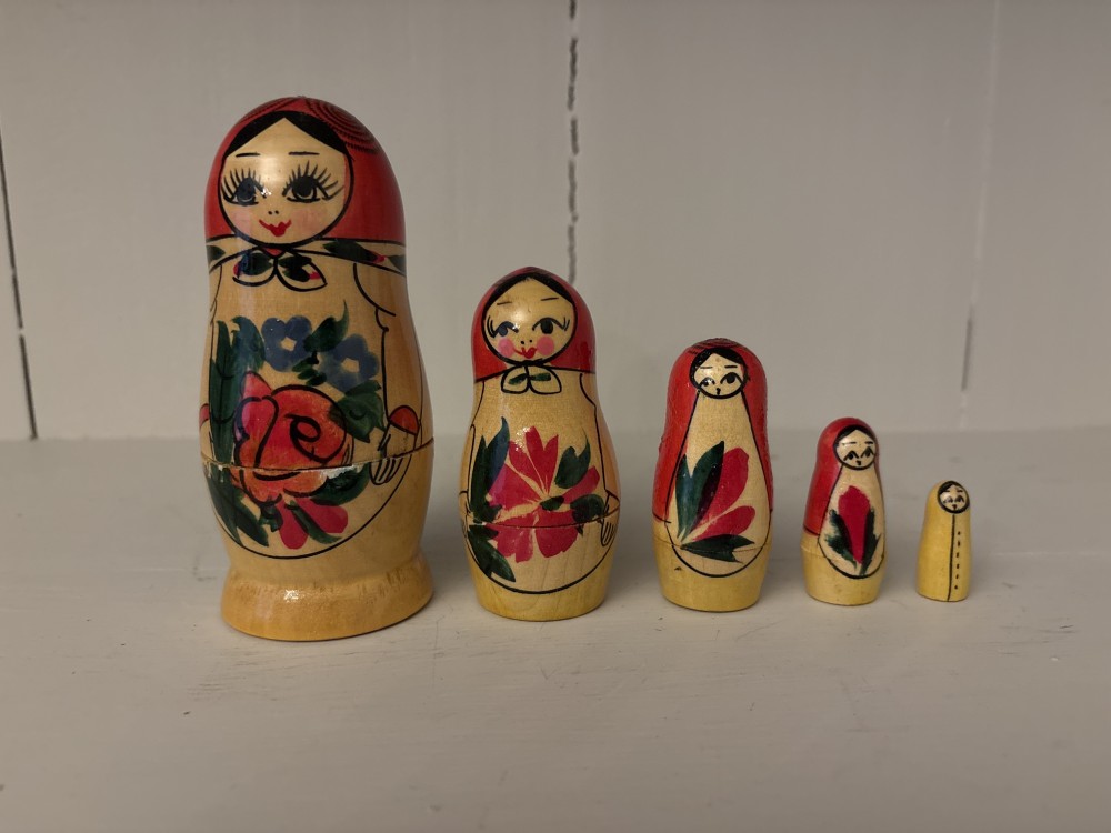 Vintage Hand Painted Russian Nesting Dolls