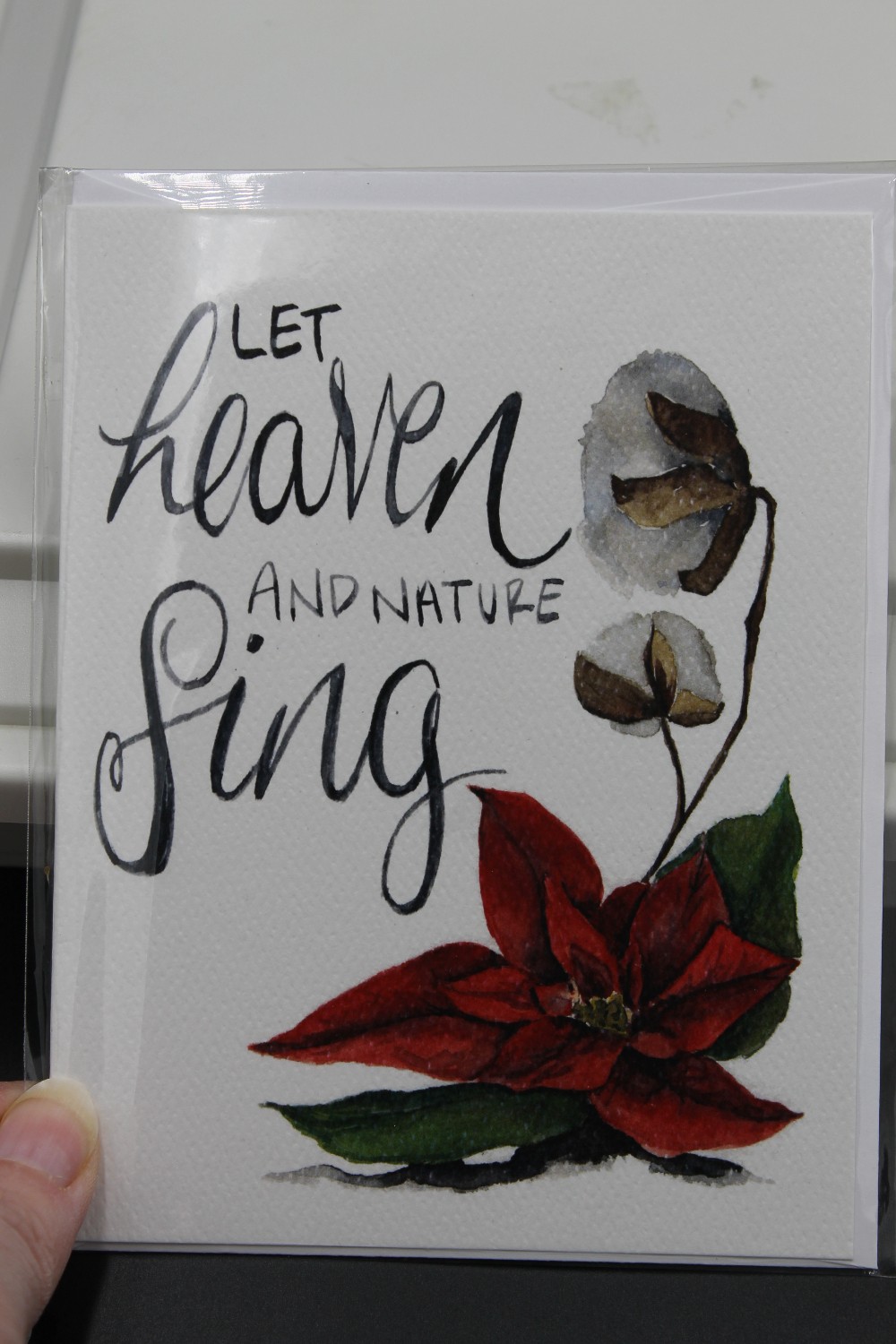Watercolor style LET HEAVEN AND NATURE SING card/envelope
