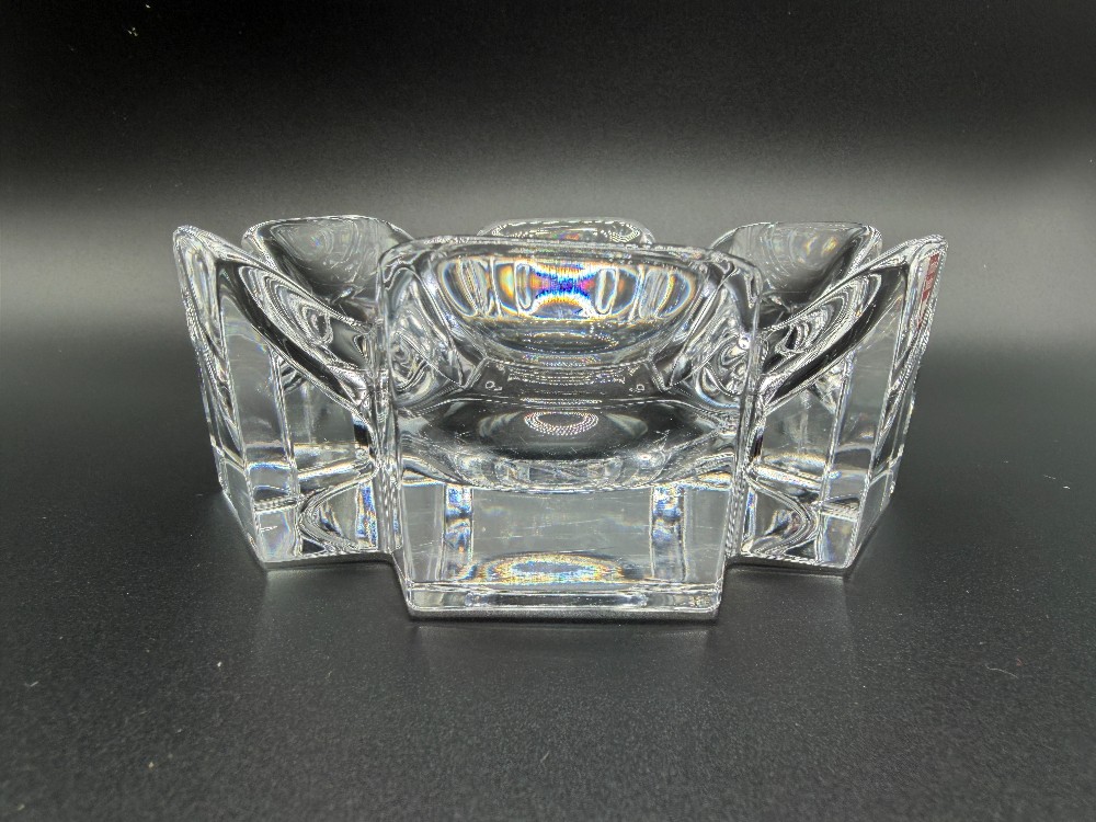 Vintage Orrefors Sweden Crystal Corona Bowl by Lars Hellsten